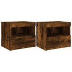 vidaXL Tables de chevet avec lumières LED 2 Pièces chêne fumé 50x40x45 cm