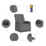vidaXL Fauteuil inclinable de massage gris foncé tissu