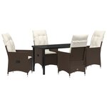 vidaXL Ensemble de Salle à Manger de Jardin 5 Pièces avec Coussins Marron Rattan Poly