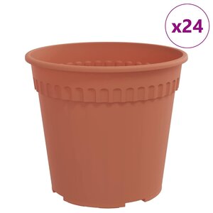 vidaXL Pot à fleurs rond 24 Pièces Rouge brique Ø 19 x 16 cm Plastique
