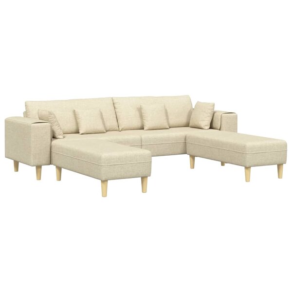 vidaXL Sofa en tissu avec coussin Crème 208 cm tissu
