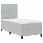 Lit Box Spring vidaXL avec Matelas et Lumière LED Gris clair 90x200 cm Velours