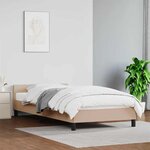 vidaXL Cadre de lit avec tête de lit sans matelas cappuccino 100x200cm