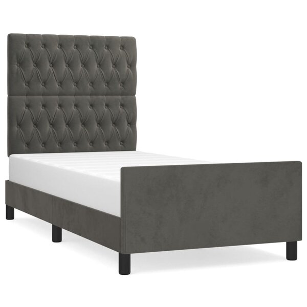 vidaXL Cadre de lit avec tête de lit Gris foncé 100x200 cm Velours