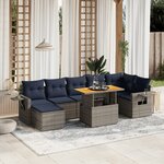 vidaXL Salon de jardin 8 Pièces avec coussins gris résine tressée