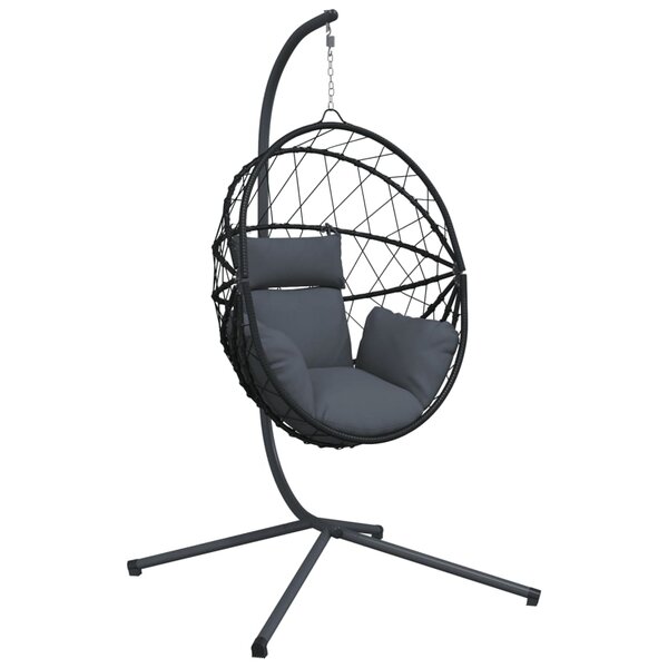 vidaXL Chaise suspendue en forme d'œuf avec support anthracite