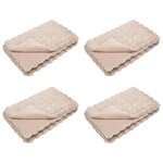 vidaXL Couverture en Fourrure de Lapin Synthétique 4 Pièces Beige