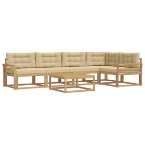 vidaXL Ensemble de canapés d'extérieur 6 pc Blanc et Beige Polyester