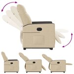 vidaXL Fauteuil inclinable électrique crème tissu