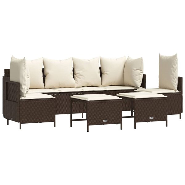 vidaXL Salon de jardin avec coussins 5 Pièces marron résine tressée