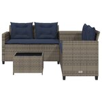 vidaXL Canapé de jardin avec table et coussins en forme de L gris