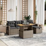 vidaXL Salon de jardin 6 Pièces avec coussins gris résine tressée