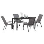 vidaXL Ensemble de salle à manger pour jardin 5 Pièces Gris et Noir