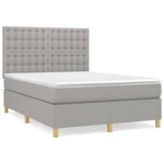 vidaXL Sommier à lattes de lit avec matelas Gris clair 140x190cm Tissu