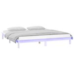 vidaXL Cadre de lit à LED sans matelas blanc 140x190 cm bois massif