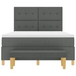 vidaXL Lit à ressort avec matelas et banc Gris foncé 140x200 cm Tissu