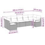 Ensemble de canapé de jardin 7 pièces avec coussins Noir Poly Rotin