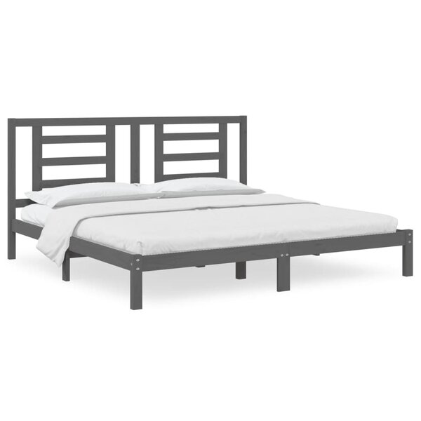 vidaXL Cadre de lit sans matelas gris 200x200 cm bois massif de pin