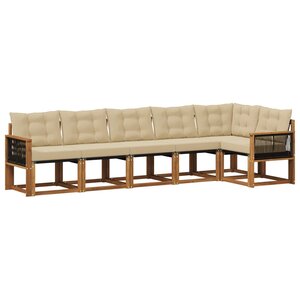 vidaXL Ensemble de canapés d'extérieur 6 pc Naturel et Beige