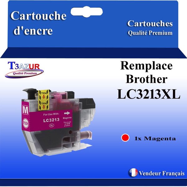 T3AZUR- Cartouche compatible avec Brother LC3213 XL Magenta