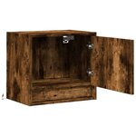 vidaXL Table de chevet murale avec lumières LED chêne fumé