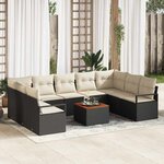 vidaXL Ensemble de canapé de jardin 10 Pièces Noir Poly rotin
