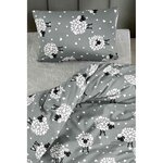 Parure de lit - housse de couette 220 x 240 + 2 taies d'oreiller 60 x 60  65  coton- Gris