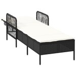 vidaXL Chaise Longue Noir et crème PE Rattan 157 x 55 x 92 cm