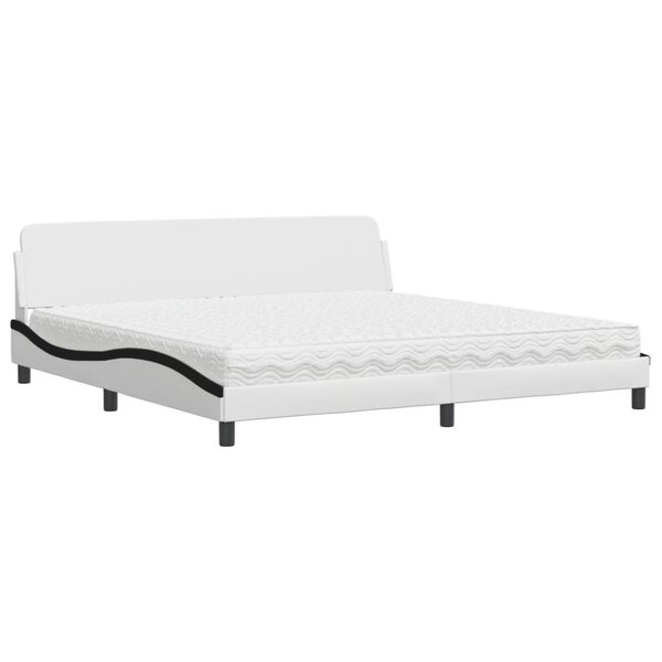 vidaXL Lit avec matelas Dover blanc et noir 200x200 cm similicuir