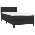 vidaXL Sommier à lattes de lit avec matelas Noir 90x200 cm Similicuir