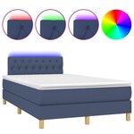 vidaXL Sommier à lattes de lit matelas et LED bleu 120x190 cm tissu