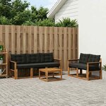 vidaXL Ensemble de canapés d'extérieur 6 Pièces Naturel et noir