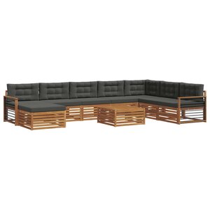 vidaXL Ensemble de canapés d'extérieur 9 pc Naturel et Anthracite