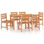 vidaXL Ensemble à manger de jardin 7 Pièces Bois de teck solide