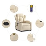 vidaXL Fauteuil inclinable de massage électrique crème tissu