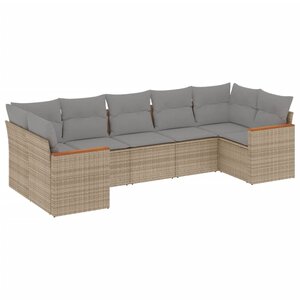 vidaXL Salon de jardin avec coussins 7Pièces mélange beige résine tressée