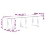 vidaXL Table à manger avec bord naturel 280x80x74 cm bois massif chêne