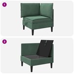 vidaXL Sofa avec rangement Vert Mer Velours