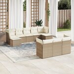 vidaXL Salon de jardin avec coussins 10 Pièces beige résine tressée