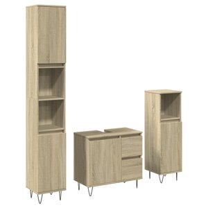vidaXL Ensemble de meubles de salle de bain 3 Pièces chêne sonoma