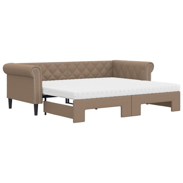 vidaXL Lit de jour avec lit gigogne et matelas cappuccino 90x200 cm