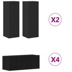 vidaXL Ensemble de meuble TV 8 pièces - Accroché au mur  Chêne noir  Bois aggloméré