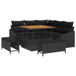 vidaXL Ensemble de canapé de jardin avec coussin 8 Pièces Noir Poly rotin