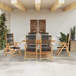 vidaXL Ensemble de salle à manger pour jardin 7 Pièces Noir