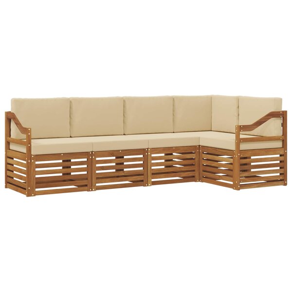 vidaXL Ensemble de canapé d'angle avec coussin 5 Pièces Naturel et Beige