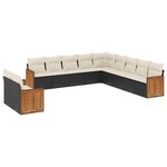 vidaXL Salon de jardin 11 Pièces avec coussins noir résine tressée