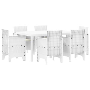 vidaXL Ensemble de salle à manger pour jardin 7 Pièces Blanc Rattan Polt