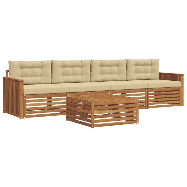 vidaXL Ensemble de canapés d'extérieur 5 pc Naturel et Beige