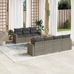 vidaXL Salon de jardin 8 Pièces avec coussins gris résine tressée
