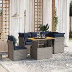 vidaXL Salon de jardin 5 Pièces avec coussins gris résine tressée